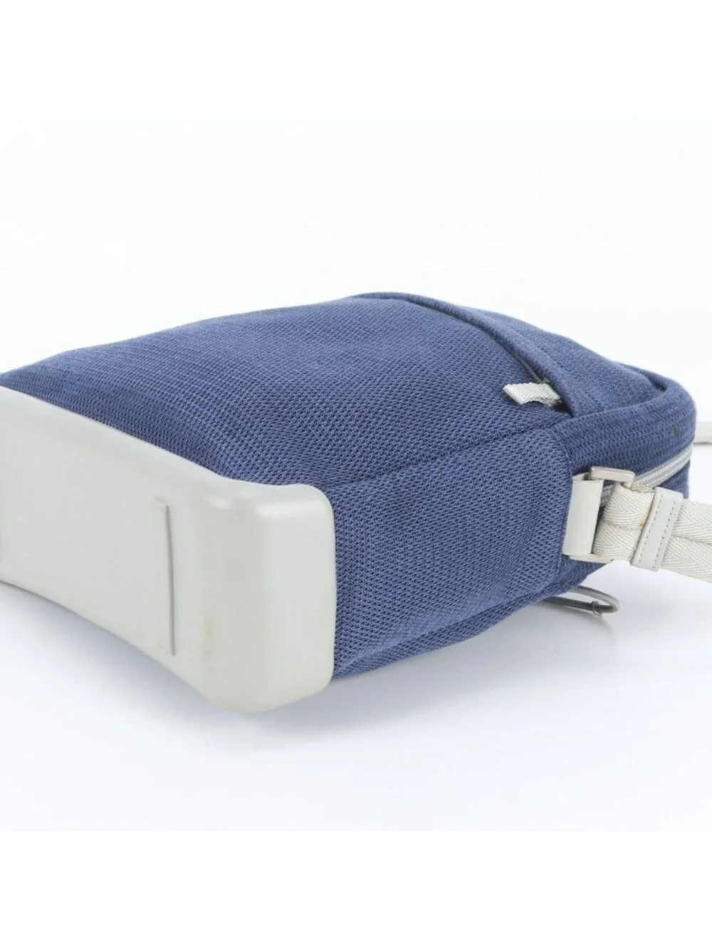 Prada Sports Mesh Leather Nylon Shoulder Bag Crossbody Messenger Navy